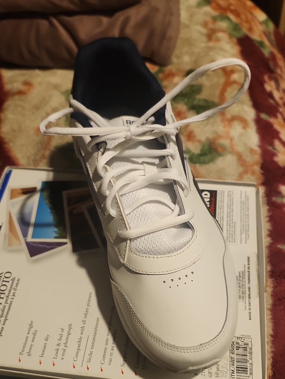Men's White Athletic Reebok DMXMAX Moving Air Sneaker with Navy Lining Sz 11 USA